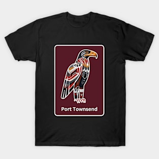 Port Townsend Washington Native American Indian American Red Background Eagle Hawk Haida T-Shirt